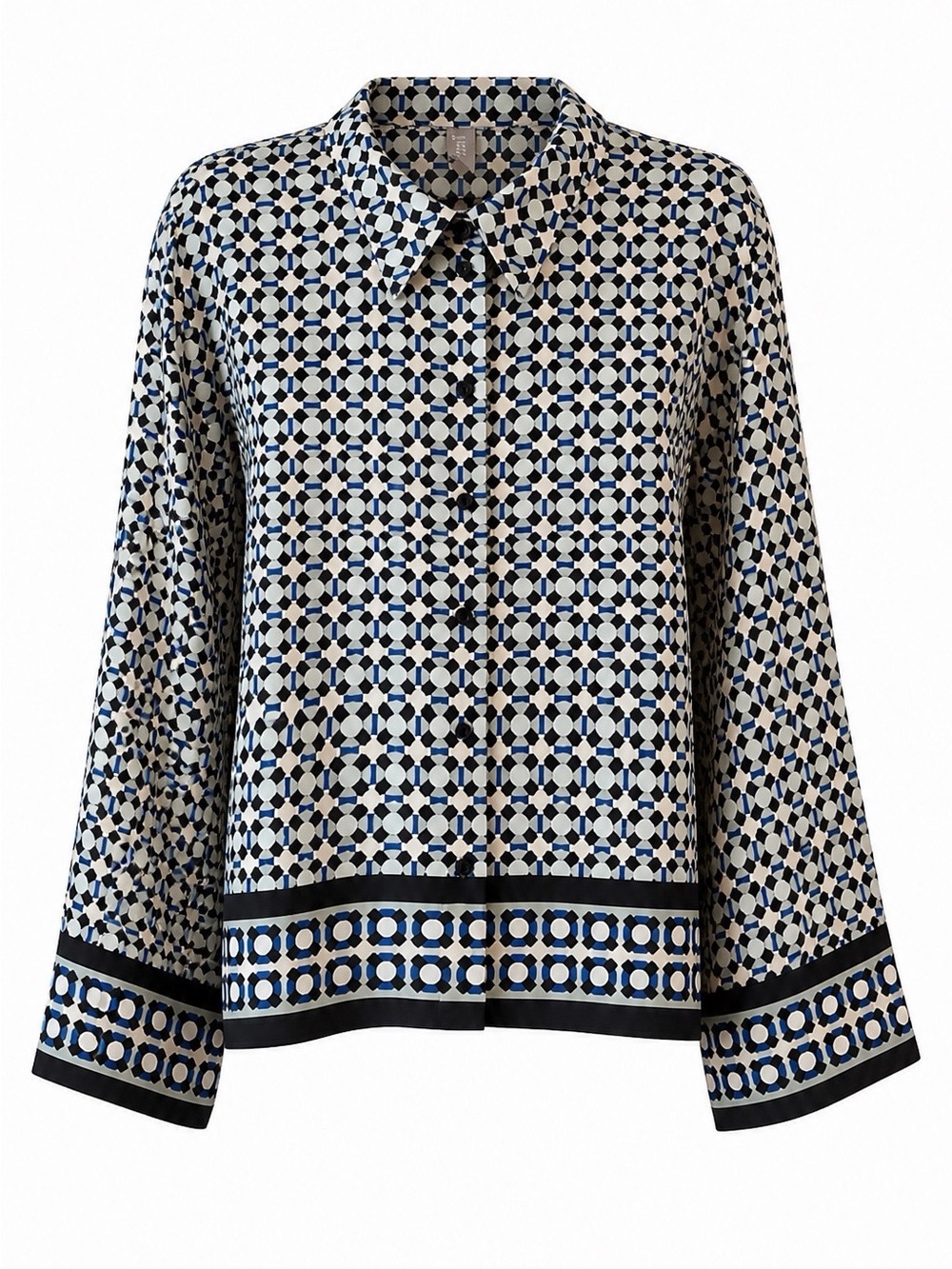 H&M - Geometric Button-Front Satin Blouse - XXL